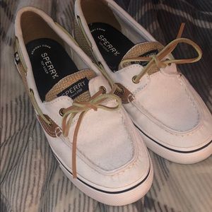 Cute white sperrys!